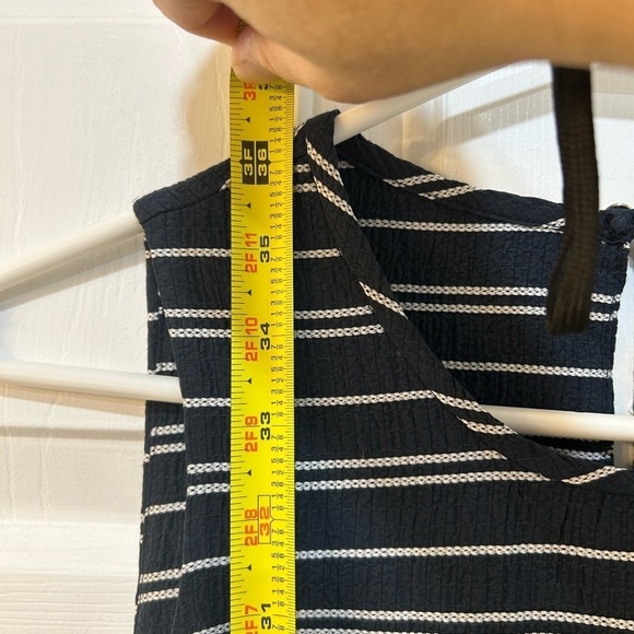 TOMMY HILFIGER Navy Dress Textured Keyhole Back Button Closure Striped Size 4 - Picture 7 of 8